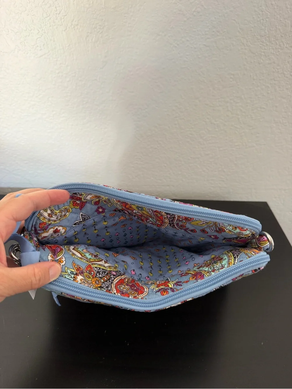Vera Bradley Blue Paisley Zip Crossbody Pouch
